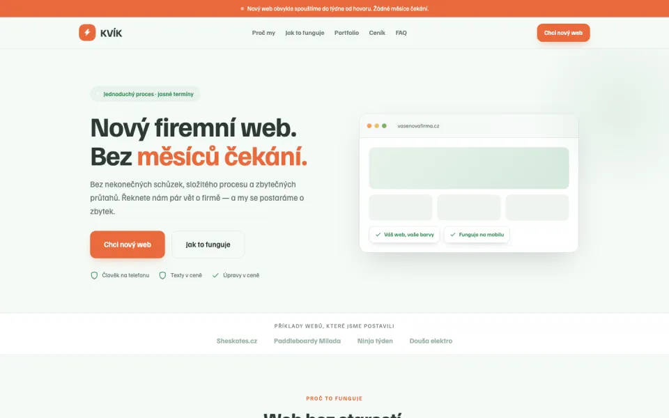 Designový koncept KVÍK — světlý a klidný styl