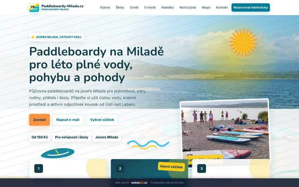 Ukázka webu paddleboardy-milada.cz