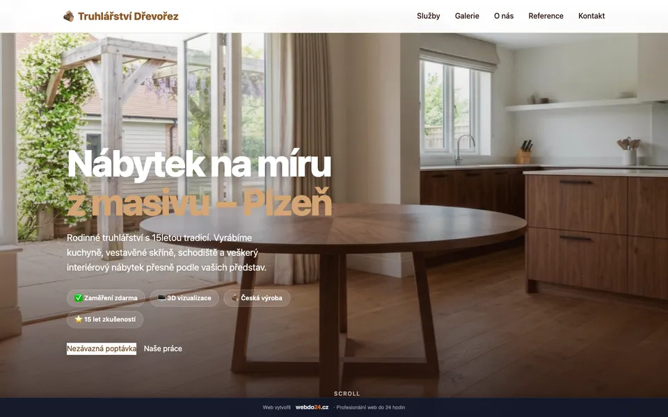 Ukázka webu Truhlářství Dřevořez